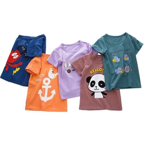 Fashion Cartoon Short Sleeve T-shirt Boy Boys Cotton T-shirts Little Girl Shirts Childrens Summer Tops
