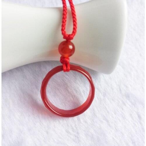 Fashion Jewelry Natural Chalcedony Ring Hand-knitted Free Rope Pendant Gift for Lovers