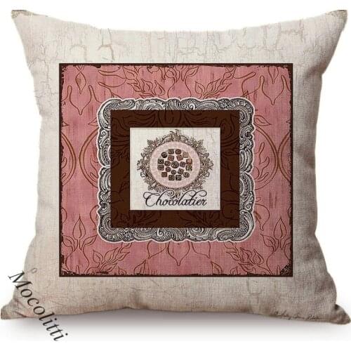 Fashion Paris Vintage Poster Design Cushion Cover Dessert Shop Bar Coffee Shop Sofa Decoration Pillow Case Square Cushions Cover