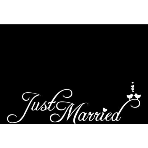 Just Married Birds window Stickers Vinyl Adhesive Removable Window Stickers window Styling Waterproof Decals car sticker 25*10CM