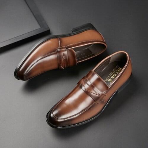 New leather one-legged foot loafers business suits mens leather shoes classic breathable mens leather shoes