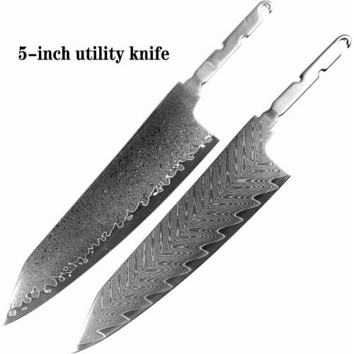 Sharp DIY chef fruit utility knife blank VG10 Damascus steel blade material semi-finished knife embryo Japanese style