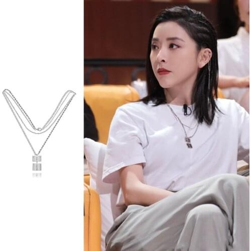 Blade Necklace ins Stacked with Tide Necklace