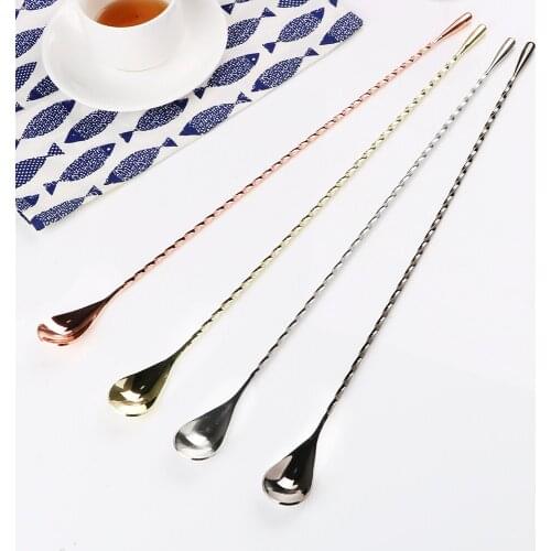 Stir Spoon Spiral Pattern Mixing Cocktail Spoon Bartender Tools Bar Tool Stainless Steel Bar Teadrop Spoon