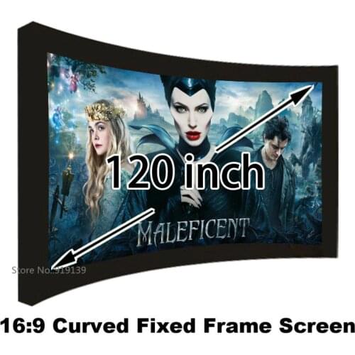 Good Gain Cinema Projection Screen 16:9 Curved Fixed Frame Projector Screens 120 Inch HD Matt White Suit For 3D Cinema Display