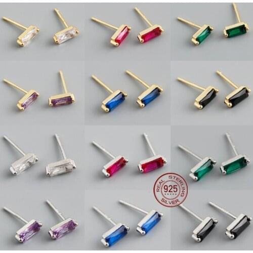 Silver Stud Earring 925 Sterling Silver Multi-Color Crystal Zircon Stone Small Simple Women Earrings 2021 Trend Cute Jewelry