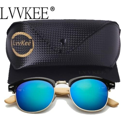 New hipster classics Half Frame wood sunglasses men Colorful Gradient vintage oculos de sol bamboo glass women madeira