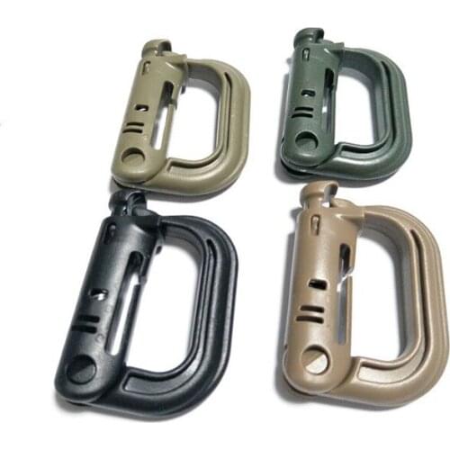 10pcs/lot Tactical Carabiner D Locking Ring Mount D-Ring Clip Snap Hook Buckle Plastic Climbing Accessories Outdoor Tool