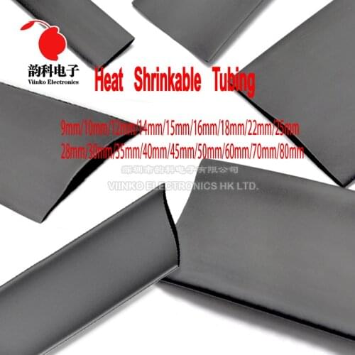 1 Meter/lot 2:1 Black 14mm 15mm 16mm 18mm 20mm 22mm 25mm 28mm 30mm 35mm Heat Shrink Heatshrink Tubing Tube Sleeving Wrap Wire