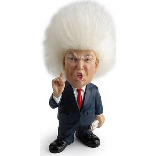 White Hair Trum Resin Decoration Car Ornaments Interior Dashboard Decoration car accessories Birthday Gift Home Decoration