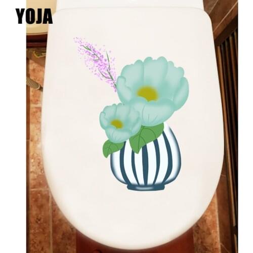 YOJA 18X24.5CM Fresh Fashion Vase Flower Wall Sticker Toilet Decal House Decoration T1-1785