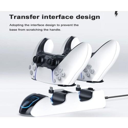 Gamepad Charger USB Adapter With LED Light For PS5 Game Controller ABS Black And White Charger Station For PS5 Controller