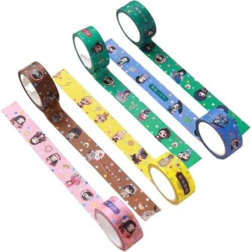 1Pc Anime Demon Slayer Anime Washi Tape Crafts Adhesive Paper Diy Scrapbooking Masking Tape Printed Pattern Sticker Decals Tape