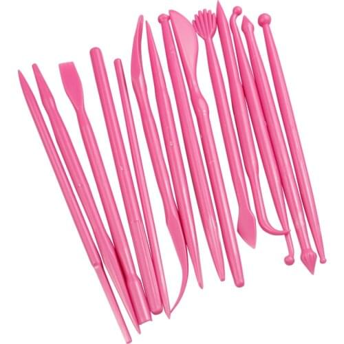 Gift 14pcs/set of pink Fondant Gift Decorating Flower Modelling Craft Clays Tool Gift Biscuit Cookie Cutter Engraved Pen