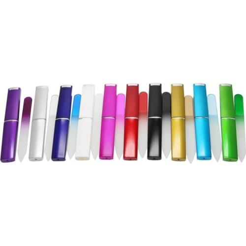 20X Crystal Glass Nail File with Hard Protective Case Colorful 3 1/2 NF009