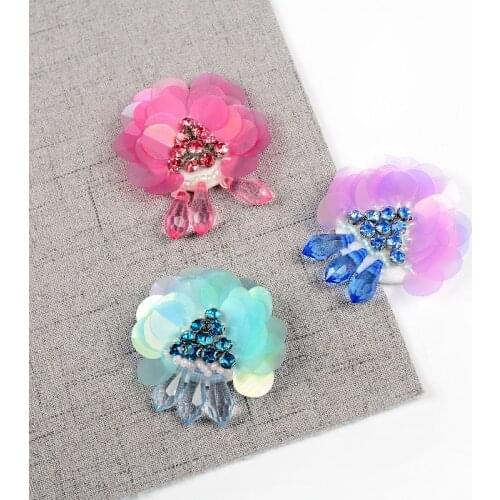 AHYONNIEX 1 Piece sequins beads flowers patches beads patches sew on beading applique clothes DIY hat shoes bags patches
