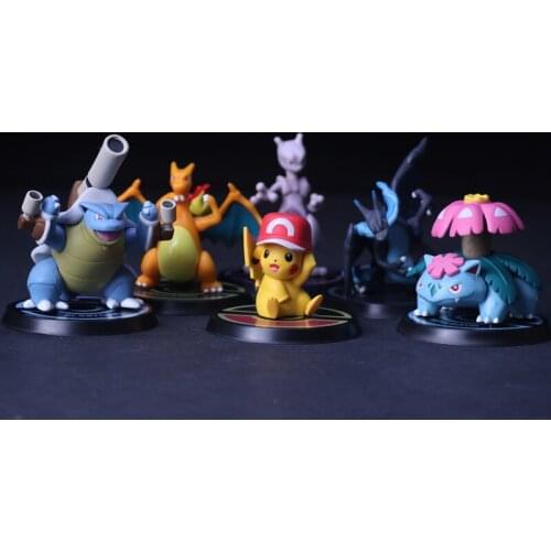 6pcs/set pokemon Pikachu Mewtwo Charizard Venusaur Blastoise Anime Model Figure PVC Toys