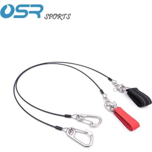 Free diving lanyard with stainless steel snap hook stainless steel 316 coated with PU 110cm pull strength more than 140kg