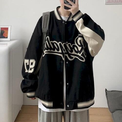 Foufurieux Baseball Jackets Men Letter Embroidery Varsity Jacket Autumn Patchwork High Street Streetwear Couple Parkas Coat Goth