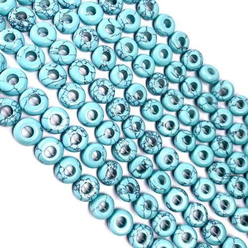 1 Strand 20Pcs 10x4mm Sky Blue Turquoise Large Hole Beads For DIY Jewelry Making Accessories 15.5Inch Exquisite Gift