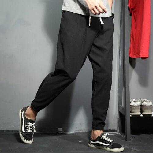 Asian Size Men Pants Fashion Linen Harem Pants Men Stretch Trousers Oversized Pencil Pants Mens Hip Hop Clothing 8XL 7XL 6XL