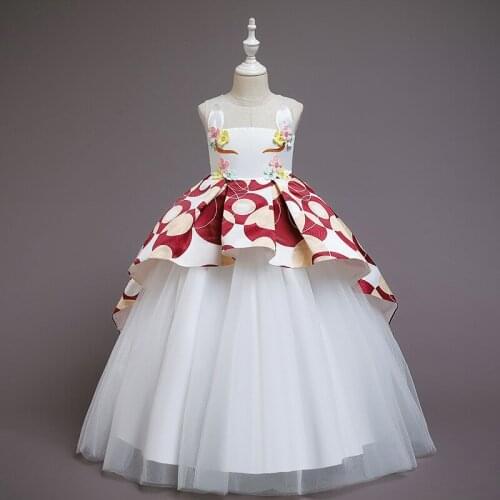 Children Dot Tutu Unicorn Princess Birthday Party Prom Wedding Evening Summer Dress Gown Vestidos Baby Girls Clothes 10 Years