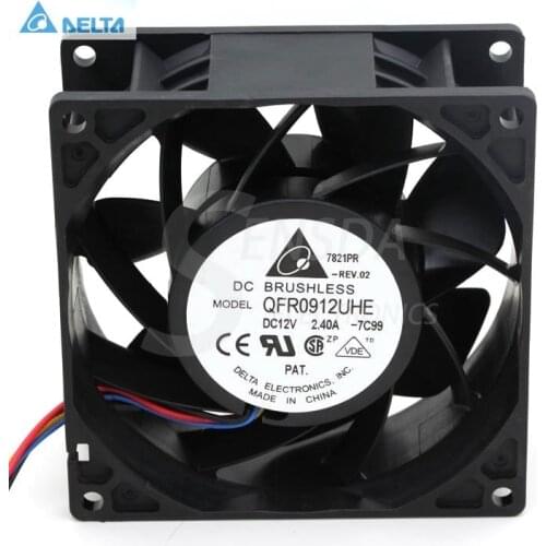 For delta 9cm QFR0912UHE 9238 90mm DC 12v 2.40A 4-pin pwm server inverter axial cooler Cooling fans high speed
