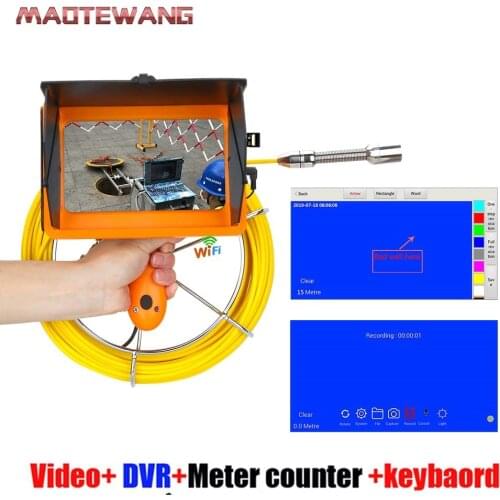 F9600 7inch touch screen wifi Handheld Industrial Pipe DVR Video recording Sewer Inspection Video Camera with Meter Counter