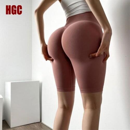 HGC Womens Sports Shorts Peach Hip High Waist Gym Leggings Fitness Shorts Running Outdoor Squat Proof Elastic Sexy Yoga bottoms