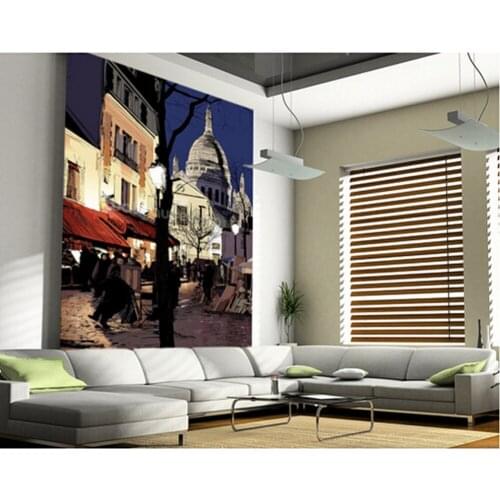 Custom art wallpaper,Montmartre in Winter,3D retro cartoon murals for living room bedroom kitchen restaurant wall wallpaper