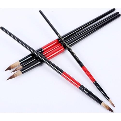 5pcs Painting Art Multi-function Double Color Nylon Hair Wooden Handle Paint Brushes Supplies Watercolor Paint Pen for Drawing