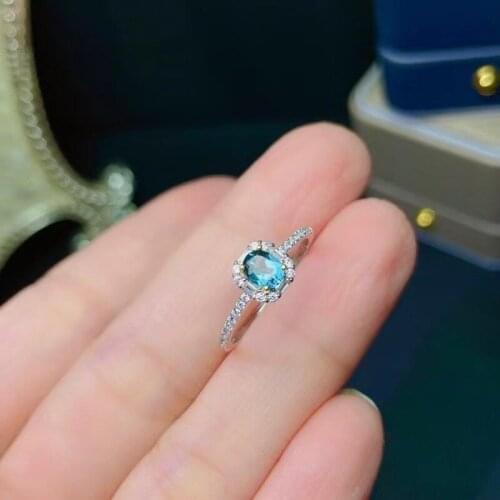 Jewelry Vintage 925 Silver Gemstone Ring for Engagement 4mm Natural VVS Grade Topaz Ring Gift for Woman