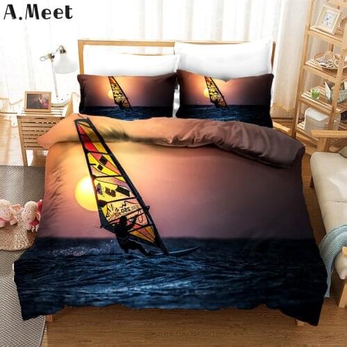 Surfer Linen Bedding Sets Brand 3d Printed Queen King Bed Set Bed Linen Bedsets Copripiumino Matrimoniale Summer Home Textile