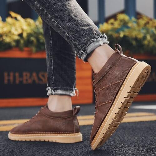 Tenis Altos High Sneakers Mens Top Hightop Shoes Men Moccasins Leather For Zapatos De Cuero Para Hombre