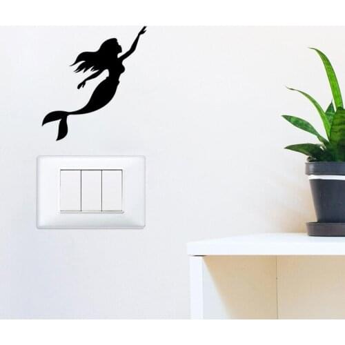 KUCADA little mermaid switch panel sticker for wall decoration removable diy wall sticker black wallpaper WP1893