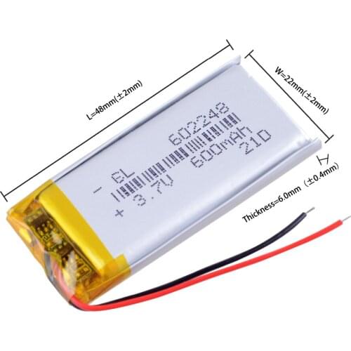 602248 3.7V 600mAh Lithium Polymer Li-Po Rechargeable li ion Battery For Mp3 MP4 MP5 GPS PSP Vedio Game toys recorder speaker