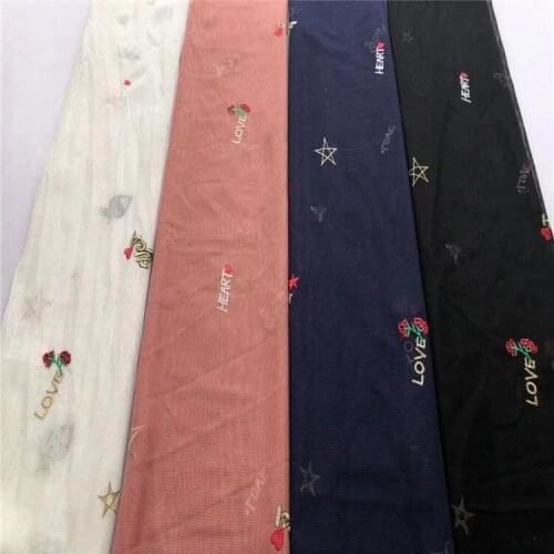 Fashion Mesh Fashion Embroidered Cloth English Five-Pointed Star Embroidery Grils Dress Lace Fabric