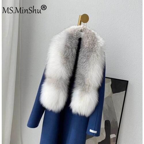 MS.MinShu Winter Thicker Natural Fox Fur Scarf Women Men Luxury Whole Fox Skin Collar Drop Shipping
