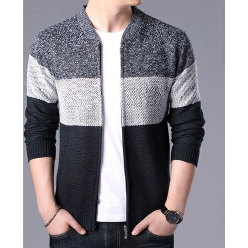 2021 Fashion Mens Sweaters Patchwork Knitted Cardigan Coats Men Knitwear Sweatercoats Tops Outerwear Male Casual Brand Clothing