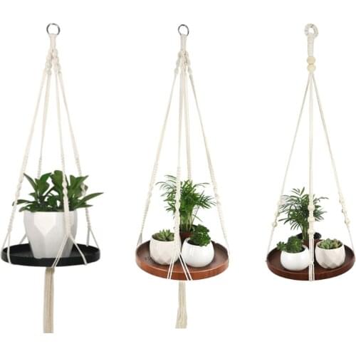 Macrame Plant Hanger Indoor Hanging Planter Shelf Rack Decorative Flower Pot
