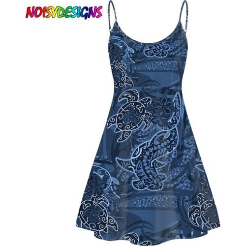 NOISYDESIGNS 2021 Sleeveless Backless Sexy Mini Dress Polynesian Hibiscus Turtle Printing Women Streetwear Club Party Outfits