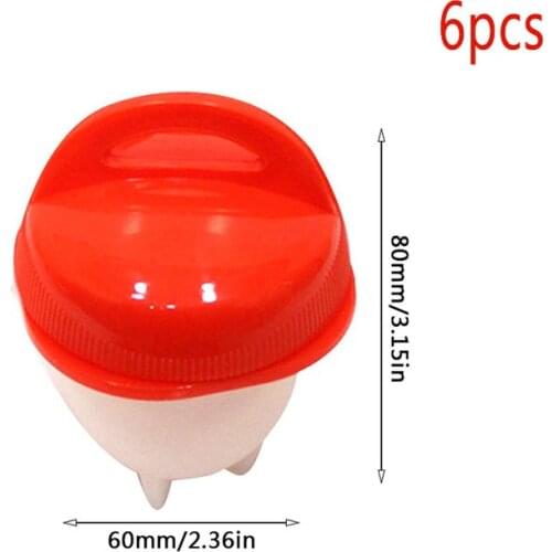 2020 New 6Pcs/Set Cute Egg Boiler Plastic Egg Poacher Set Kitchen Egg Cooker Tools Egg Mold Form With Lid Brush Pancake Maker