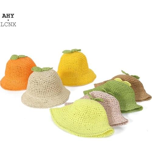 Fashion Cute Grass Baby Straw Hat Summer Bucket Breathable Boys Girls Cap Beach Children Panama Hats Princess Caps for Kids