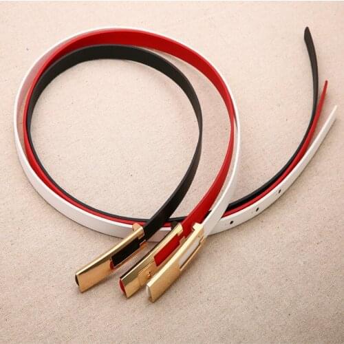 New Women Belt Simple Wild Thin Leather 3 Color Girl Solid Metal Buckle PU Waistband Belt For Women Dress Accessories PU Sashes