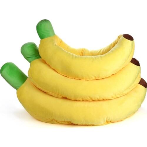 S/M/L/XL Cute Banana Shape Pet Beds For Medium Large Dogs Soft Sofa Mat Cushion Winter Warm Portable Cat Durable Dog Bed