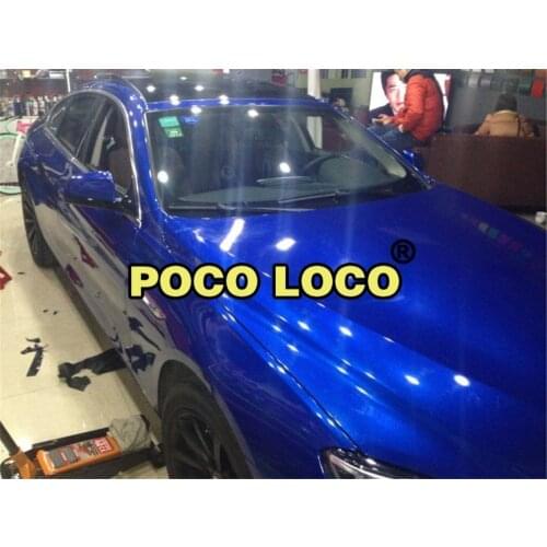 Blue Gloss Metallic Vinyl Metallic Flakes Produce Metal Blue Vinyl With Air Release Full Car Wrap Auto Styling