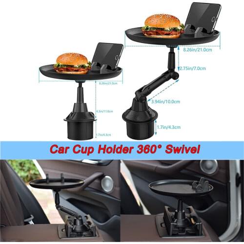 Cup Holder Tray for Tesla Model 3 Y S 2012-2021 Adjustable Car Tray Table Mobile Phone Holder Mount 360 Swivel Arm Food Table