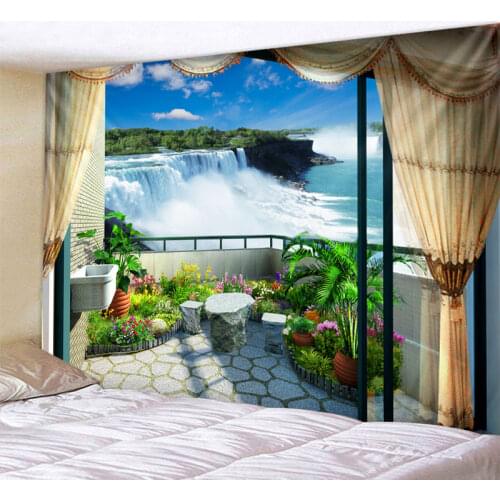 Waterfall on the Balcony Printed Large Wall Tapestry Cheap Hippie Wall Hanging Bohemian Wall Tapestries Mandala Wall Art Decor