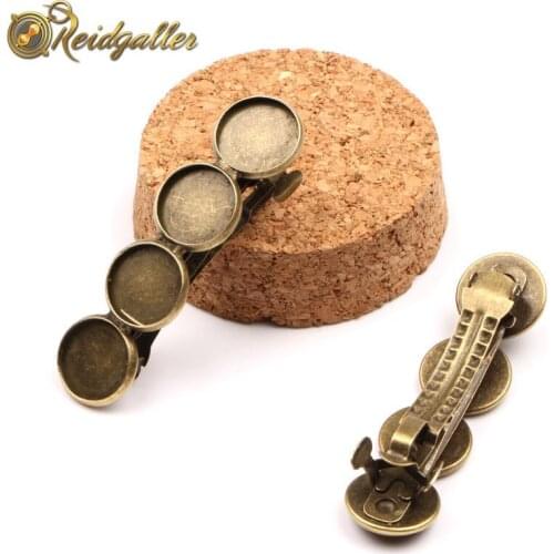 5pcs 12mm Hair Clip Blank Cabochon Base Trays antique bronze hairpin settings diy jewelry findings