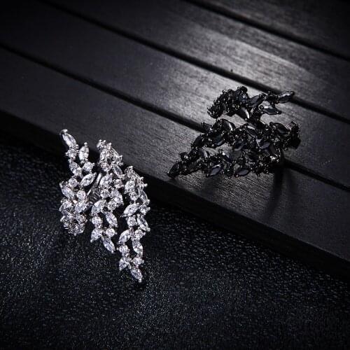 Luxury Plant Flower Shape Adjustable Rings Cubic Zirconia Baguette Engagement Bridal Finger Rings Jewelry For Women J1793